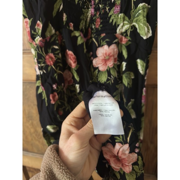 Reformation Size 8 Nikita Hard To Find Dress Black Floral Cocktail Wedding - Picture 4 of 4